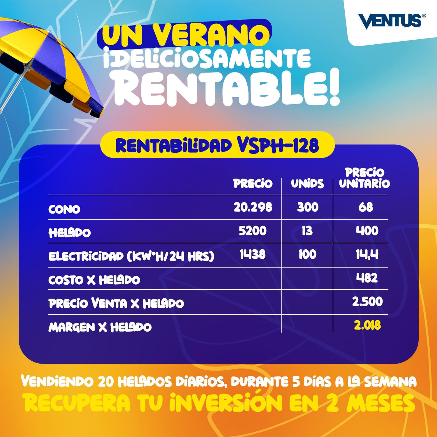 Maquina De Helado Artesanal 30Lts/Hr Vsph-30 Ventus - Imagen 5